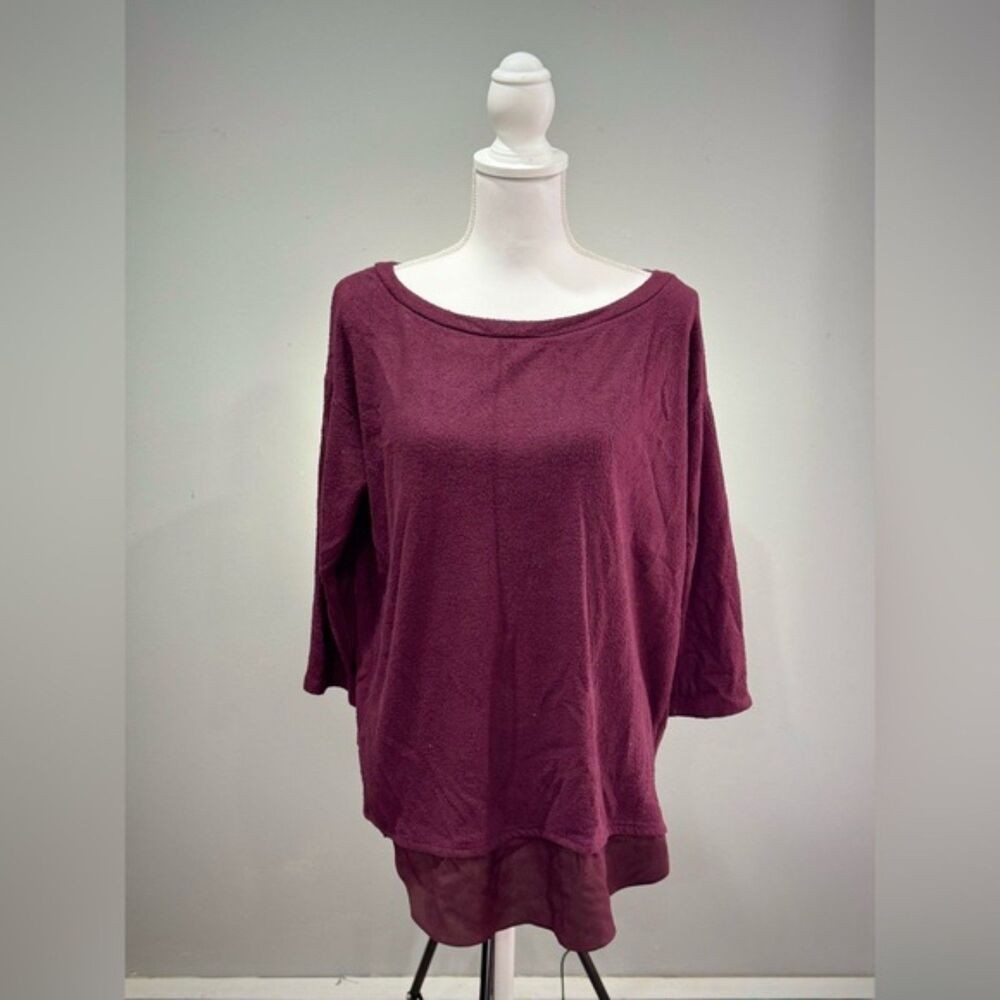 Clearance! Burgundy Silence & Noise Mixed Media Top Size M EUC